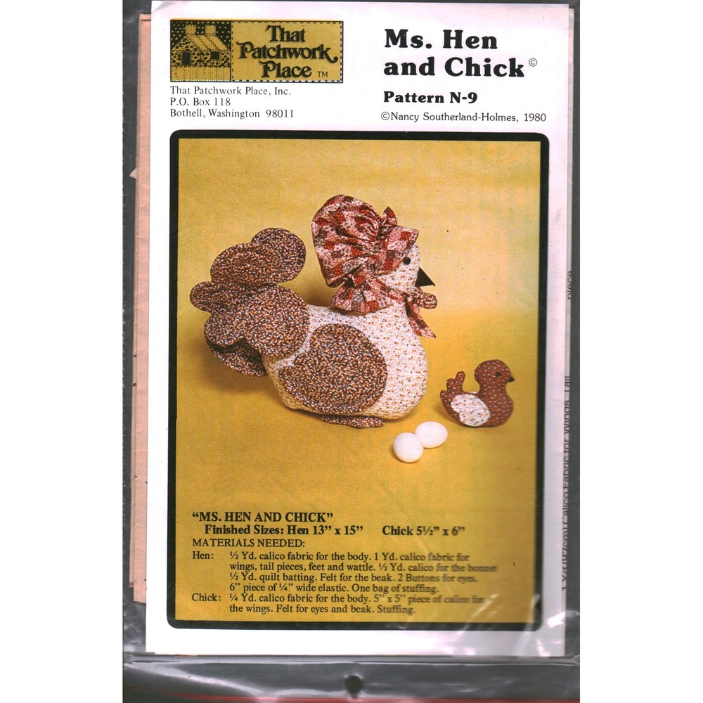 Vintage 1980 That Patchwork Place Ms. Hen and Chick Sewing Pattern N-9 Craft